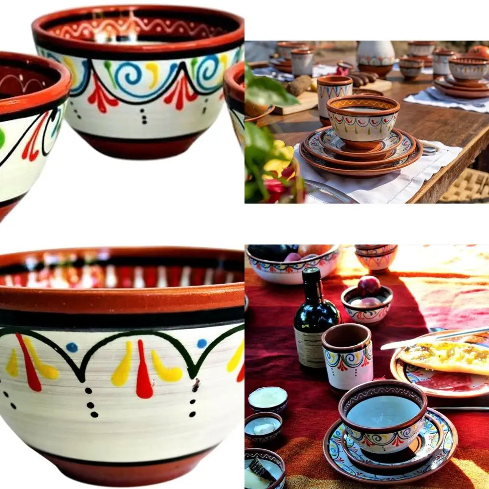 5-Piece European Breakfast Bowl Set in White, Spanish Style Terracotta
5-Piece European Breakfast Bowl Set in White, Spanish Style Terracotta