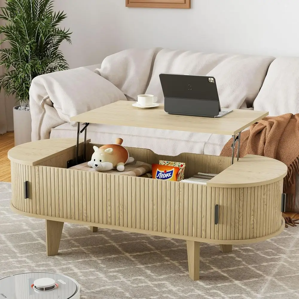 47.2 Oak Coffee Table with 180° Sliding Door Storage for Living Room or Office
47.2 Oak Coffee Table with 180° Sliding Door Storage for Living Room or Office