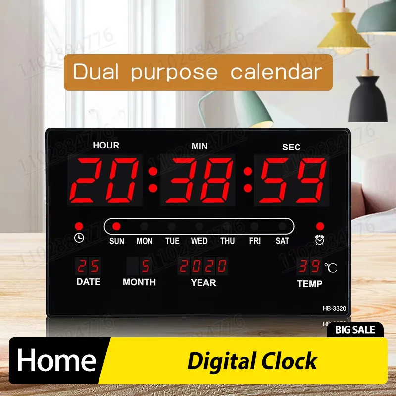 Digital Clock LED Large Screen Perpetual Calendar Desktop Electronic Watch Living Room Household Wall Mounted Electronic Clock
Digital Clock LED Large Screen Perpetual Calendar Desktop Electronic Watch Living Room Household Wall Mounted Electronic Clock