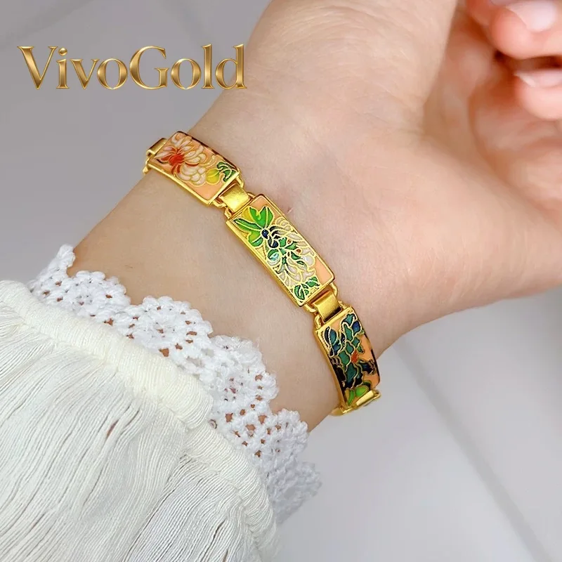 VivoGold VivoGold 9999 24K real gold ancient enameled brand flower bracelet retro temperament national trend women's bracelet ha
VivoGold VivoGold 9999 24K real gold ancient enameled brand flower bracelet retro temperament national trend women's bracelet ha