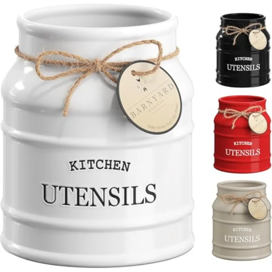 Ceramic Farmhouse Utensil Holder for Kitchen Counter, Large Rustic Utensil Crock, Countertop Cooking Tool Spatula Organizer, 6.
Ceramic Farmhouse Utensil Holder for Kitchen Counter, Large Rustic Utensil Crock, Countertop Cooking Tool Spatula Organizer, 6.