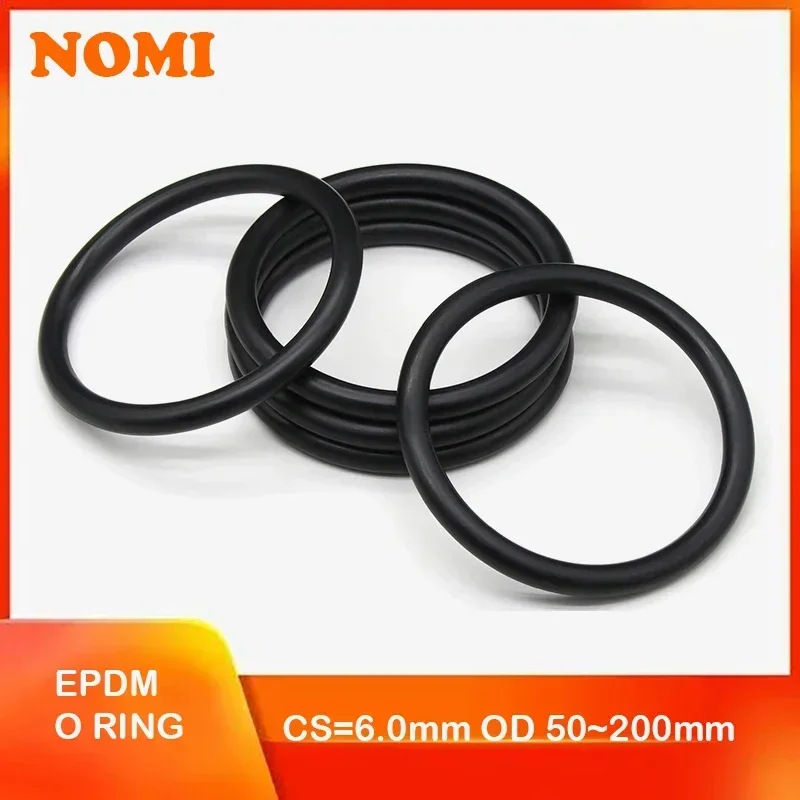 5pcs EPDM O Ring Gasket CS 6mm OD 50 ~ 200mm Black Acid and Alkali Resistance Water Resistance Friction Resistance o-rings
5pcs EPDM O Ring Gasket CS 6mm OD 50 ~ 200mm Black Acid and Alkali Resistance Water Resistance Friction Resistance o-rings