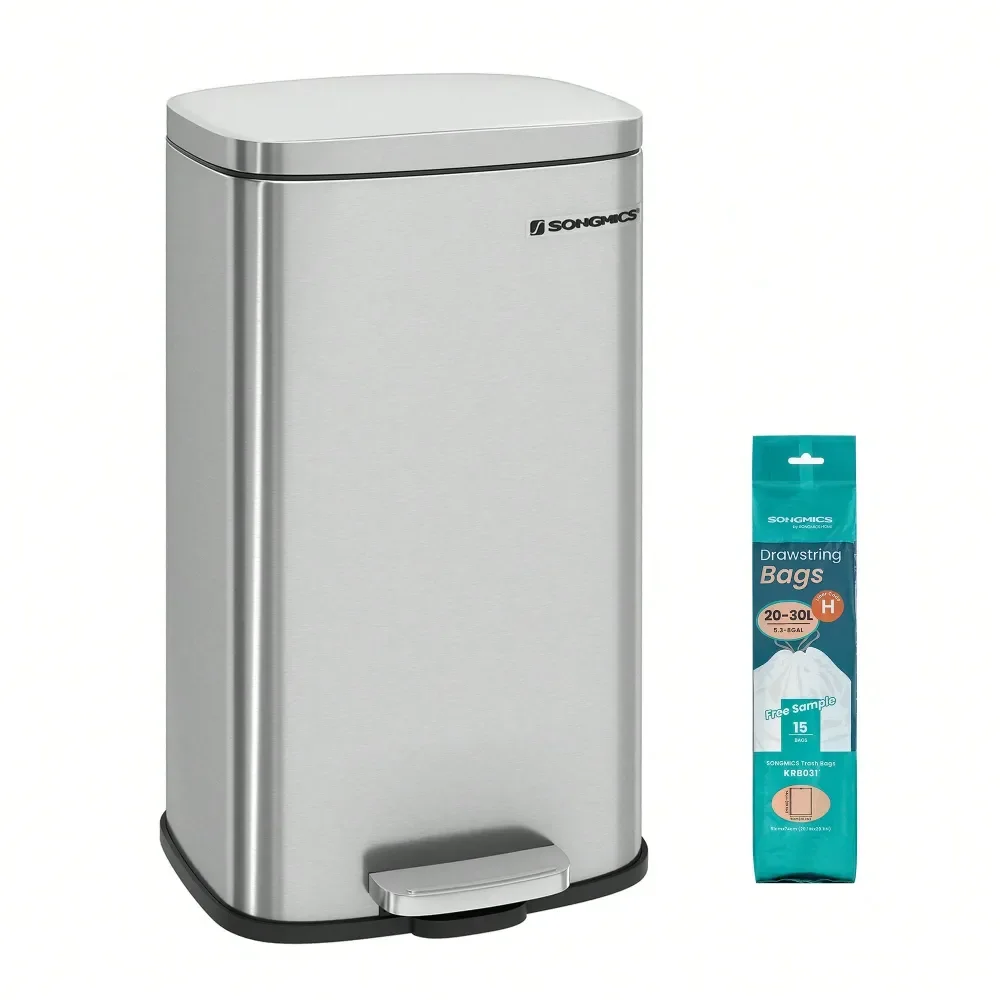 Trash Can With Lid, 8 Gallon Garbage Can, Stainless Steel Small Waste Bin With Step Pedal And Inner Bucket, Soft Close, Kitchen
Trash Can With Lid, 8 Gallon Garbage Can, Stainless Steel Small Waste Bin With Step Pedal And Inner Bucket, Soft Close, Kitchen