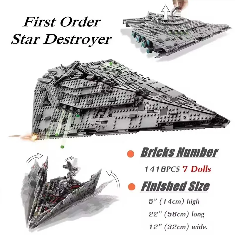 1457pcs Destroyer Space Starship Fighter Spaceship Model Set 10901 Compatible 75190 Building Blocks Toy Kid Birthday Gift 05131
1457pcs Destroyer Space Starship Fighter Spaceship Model Set 10901 Compatible 75190 Building Blocks Toy Kid Birthday Gift 05131