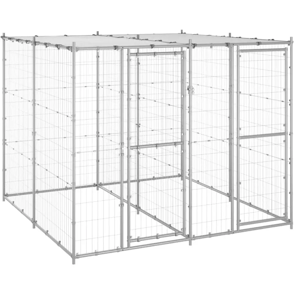 Sturdy Outdoor Metal Dog Crate, Lockable Kennel with Roof, Silver, 86.6L x 86.6W x 70.9H
Sturdy Outdoor Metal Dog Crate, Lockable Kennel with Roof, Silver, 86.6L x 86.6W x 70.9H