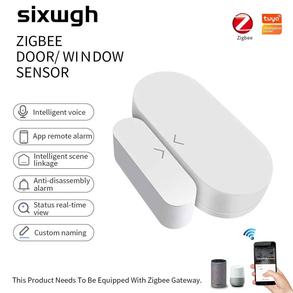 SIXWGH Tuya Smart Window Door Sensor Inductive Switches Home Security Alarm Detector for Open/Closed Supports Alexa Google Home
SIXWGH Tuya Smart Window Door Sensor Inductive Switches Home Security Alarm Detector for Open/Closed Supports Alexa Google Home