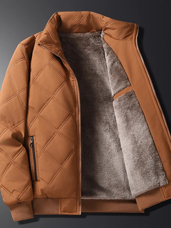 Men's Fleece Lined Cotton Jacket Autumn Winter Fashion Brand Loose Fit Diamond Grid Pattern Stand Collar Warmth Outerwear
Men's Fleece Lined Cotton Jacket Autumn Winter Fashion Brand Loose Fit Diamond Grid Pattern Stand Collar Warmth Outerwear