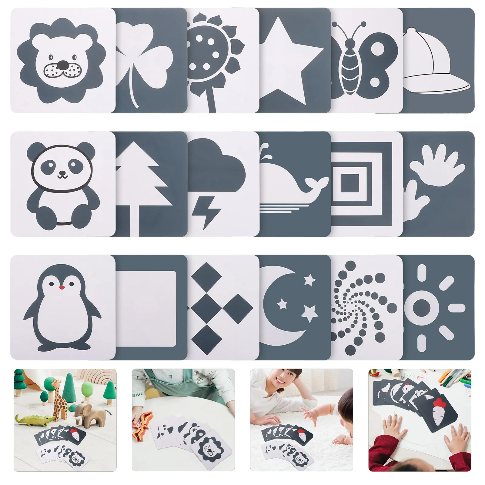 2Sets Visual Stimulation Cards High Contrast Baby Flashcards Color Cognition Infant Newborn Learning Card Sets Preschool
2Sets Visual Stimulation Cards High Contrast Baby Flashcards Color Cognition Infant Newborn Learning Card Sets Preschool
