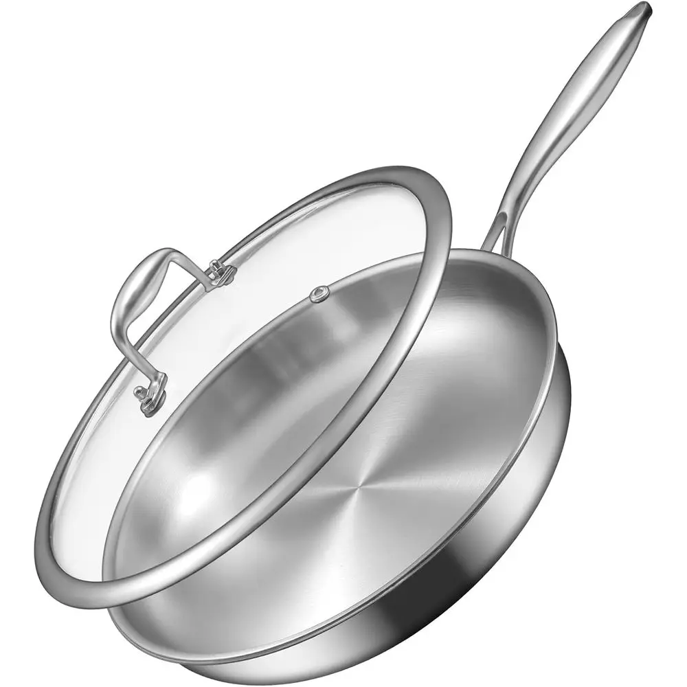 12 Inch Tri-Ply Stainless Steel Frying Pan, Compatible with All Cooktops Up to 600℉, Large Frying Pan with Lid, Induction-Ready
12 Inch Tri-Ply Stainless Steel Frying Pan, Compatible with All Cooktops Up to 600℉, Large Frying Pan with Lid, Induction-Ready