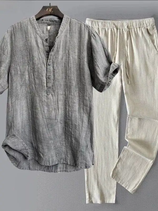 Loose Linen Pyjamas Short Sleeve Long Pants Chinese Style Cotton Linen Home Clothes for Men Summer Comfortable Sleepwear Set
Loose Linen Pyjamas Short Sleeve Long Pants Chinese Style Cotton Linen Home Clothes for Men Summer Comfortable Sleepwear Set