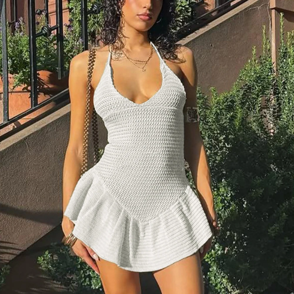 Women's Solid Slim Fit Sleeveless Halter Neck Dress V-Neck Sexy Ruffled Mini Dress Woman 2026 Summer Versatile Casual Dresses
Women's Solid Slim Fit Sleeveless Halter Neck Dress V-Neck Sexy Ruffled Mini Dress Woman 2026 Summer Versatile Casual Dresses