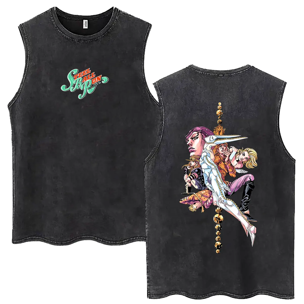 Anime Jojo Bizarre Adventure Steel Ball Run Vintage Washed Tank Tops Men Women Casual Manga Sleeveless T Shirt Oversized T-shirt
Anime Jojo Bizarre Adventure Steel Ball Run Vintage Washed Tank Tops Men Women Casual Manga Sleeveless T Shirt Oversized T-shirt