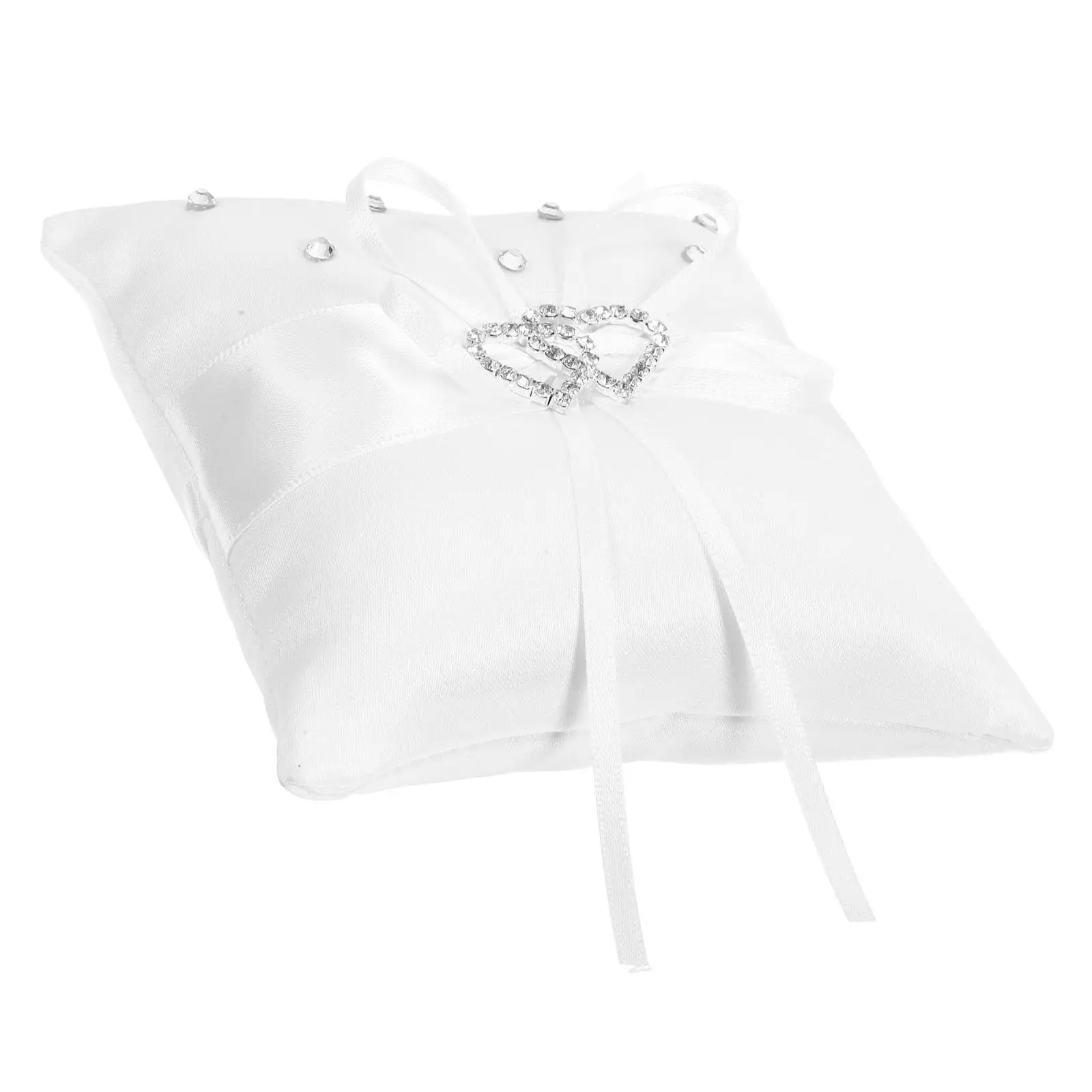 Wedding Ring Pillow 10x10cm White Satin Decorative Rhinestone Double Heart Buckle Bridal Ceremony Strap
Wedding Ring Pillow 10x10cm White Satin Decorative Rhinestone Double Heart Buckle Bridal Ceremony Strap