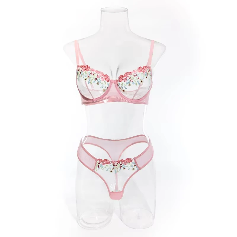 Bikini thin sheer bra set with lace embroidery, small floral pattern, underwire, push-up, pure desire two-piece set
Bikini thin sheer bra set with lace embroidery, small floral pattern, underwire, push-up, pure desire two-piece set