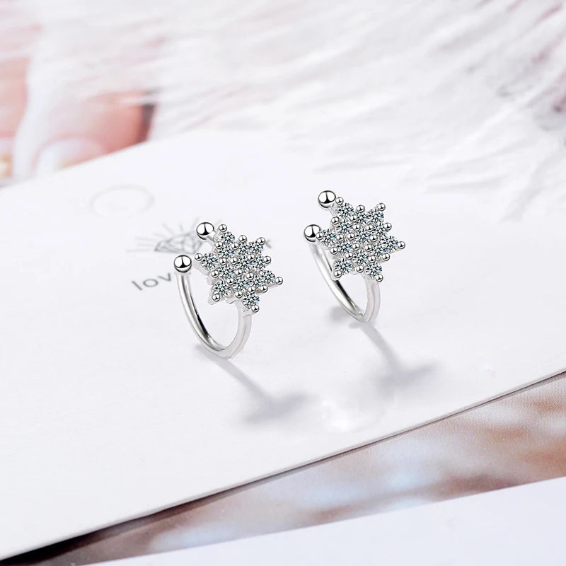 Cute Romantic Clip Earrings Minimal Snowflake Flower Shiny Crystal Copper Cuff Ear Accessories Non-Pierce Jewelry Best Gifts
Cute Romantic Clip Earrings Minimal Snowflake Flower Shiny Crystal Copper Cuff Ear Accessories Non-Pierce Jewelry Best Gifts
