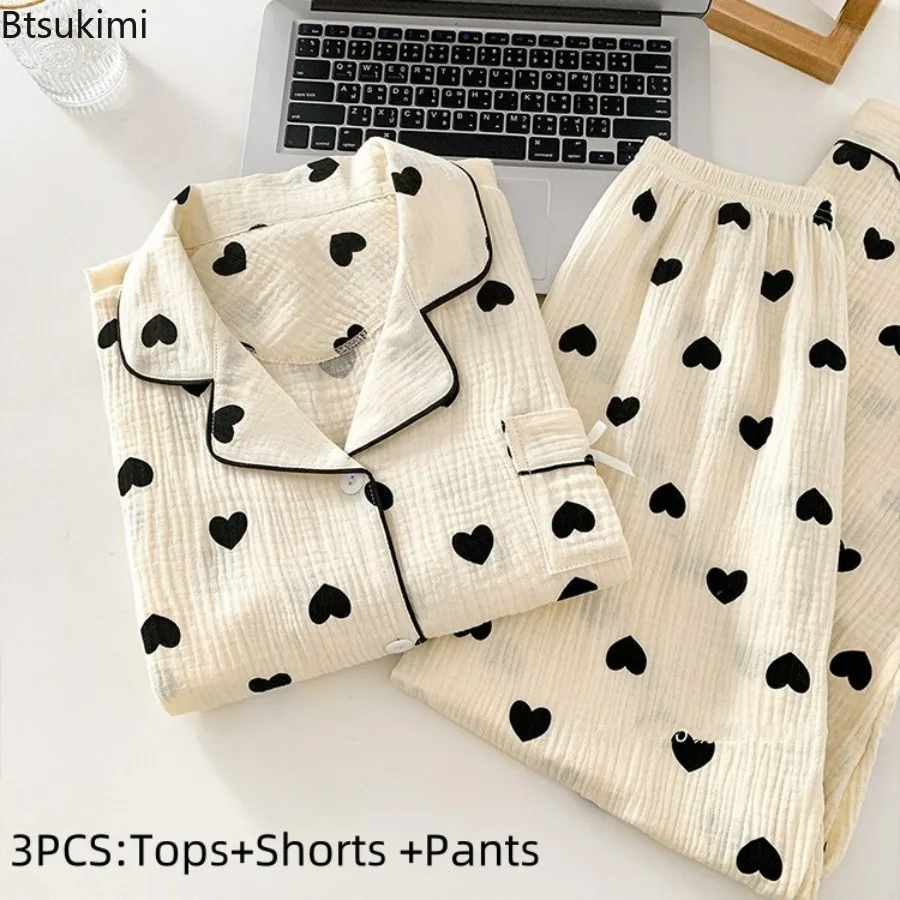 Women's Love Print Pure Cotton Pajamas Set Summer Short Sleeve Top and Long Pants Sleepwear 3PCS for Women Home Casual Pajamas
Women's Love Print Pure Cotton Pajamas Set Summer Short Sleeve Top and Long Pants Sleepwear 3PCS for Women Home Casual Pajamas