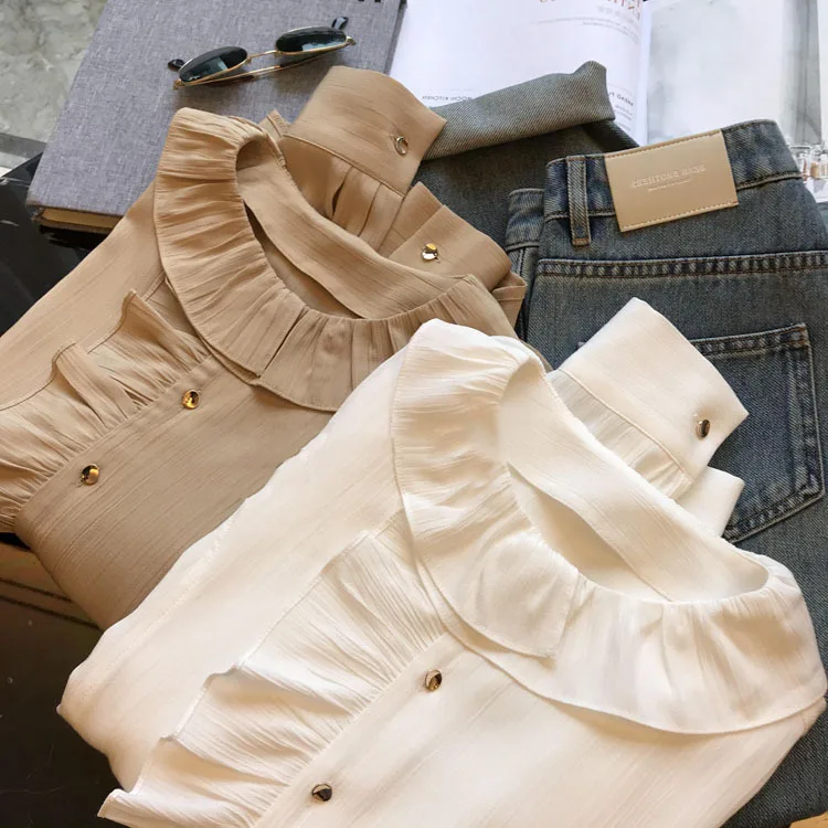 Early Spring 2023 Ruffle Doll Edge Gentle and Sweet Retro Single breasted Women's Shirt Top
Early Spring 2023 Ruffle Doll Edge Gentle and Sweet Retro Single breasted Women's Shirt Top