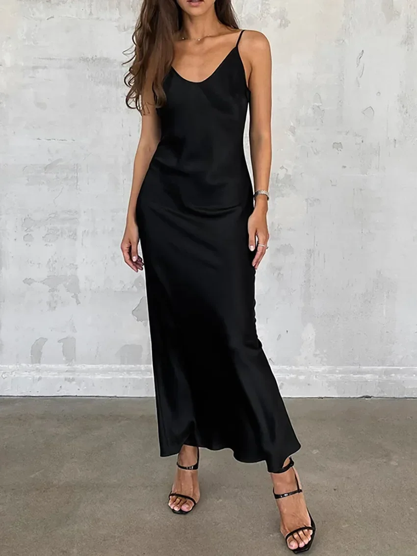 Black Party Satin Spaghetti Strap Dresses Women Sleeveless A-Line Long Dress Sexy Summer 2024 Evening Maxi Dresses
Black Party Satin Spaghetti Strap Dresses Women Sleeveless A-Line Long Dress Sexy Summer 2024 Evening Maxi Dresses