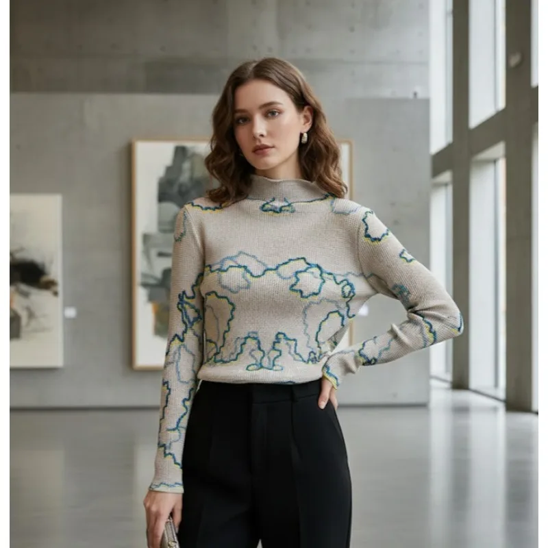 Плиссированная футболка Miyake с абстрактным воротником-стойкой и длинными рукавами, 2026, новый дизайн, тонкие топы со складками и принтом Sense
Плиссированная футболка Miyake с абстрактным воротником-стойкой и длинными рукавами, 2026, новый дизайн, тонкие топы со складками и принтом Sense