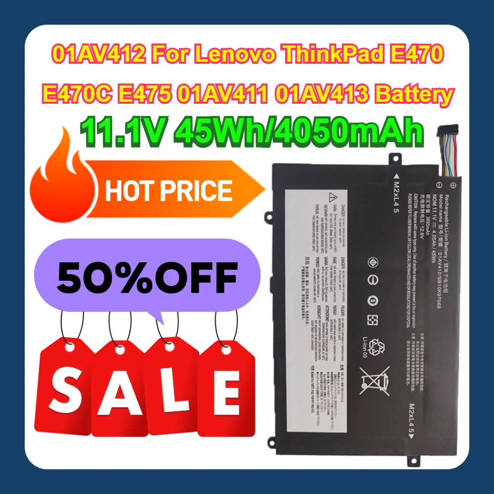 11.1V 45Wh/4050mAh 01AV412 For Lenovo ThinkPad E470 E470C E475 01AV411 01AV413 Battery
11.1V 45Wh/4050mAh 01AV412 For Lenovo ThinkPad E470 E470C E475 01AV411 01AV413 Battery