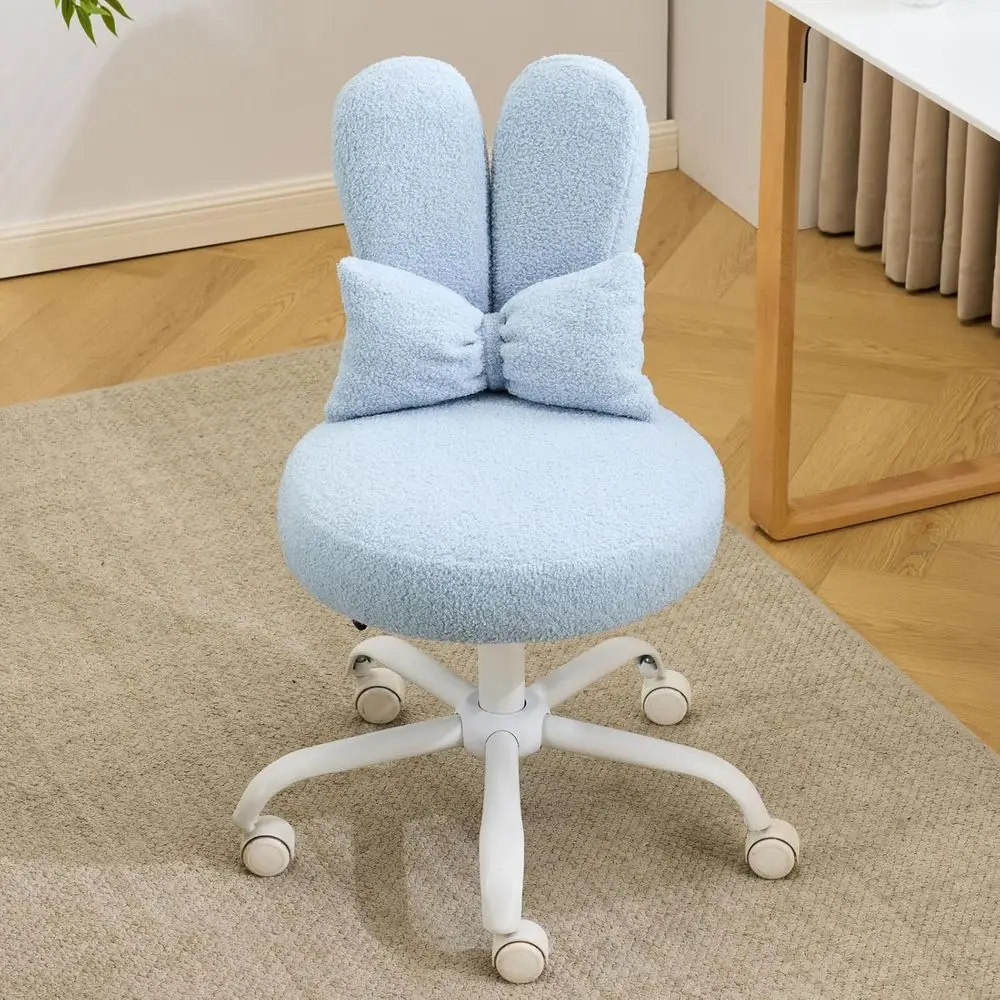 Blue Swivel Vanity Desk Chair with Wheels and Bow Pillow, Cute and Comfortable for Small Arms, Adjustable Rolling Stool for Bedr
Blue Swivel Vanity Desk Chair with Wheels and Bow Pillow, Cute and Comfortable for Small Arms, Adjustable Rolling Stool for Bedr