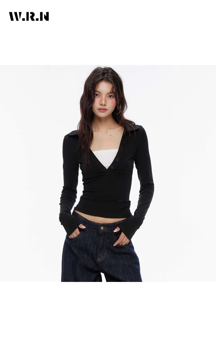 2025 Winter Sexy Casual Long Sleeve V-Neck T-Shirts Women's Fashion Hotsweet Style Sheath Coquette Tees Folds Black Crop Tops
2025 Winter Sexy Casual Long Sleeve V-Neck T-Shirts Women's Fashion Hotsweet Style Sheath Coquette Tees Folds Black Crop Tops
