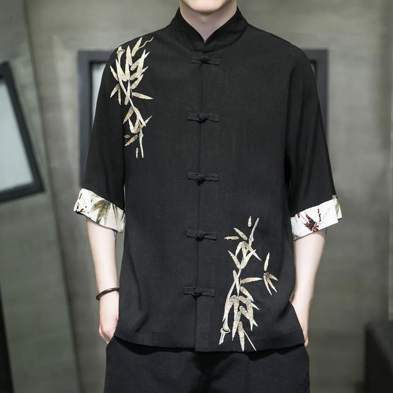 Tang Suit Men Chinese Style Summer Thin Cotton Linen Embroidery Shirt Trend Loose Hanfu Tops Large Size Shirt Vintage Casual
Tang Suit Men Chinese Style Summer Thin Cotton Linen Embroidery Shirt Trend Loose Hanfu Tops Large Size Shirt Vintage Casual