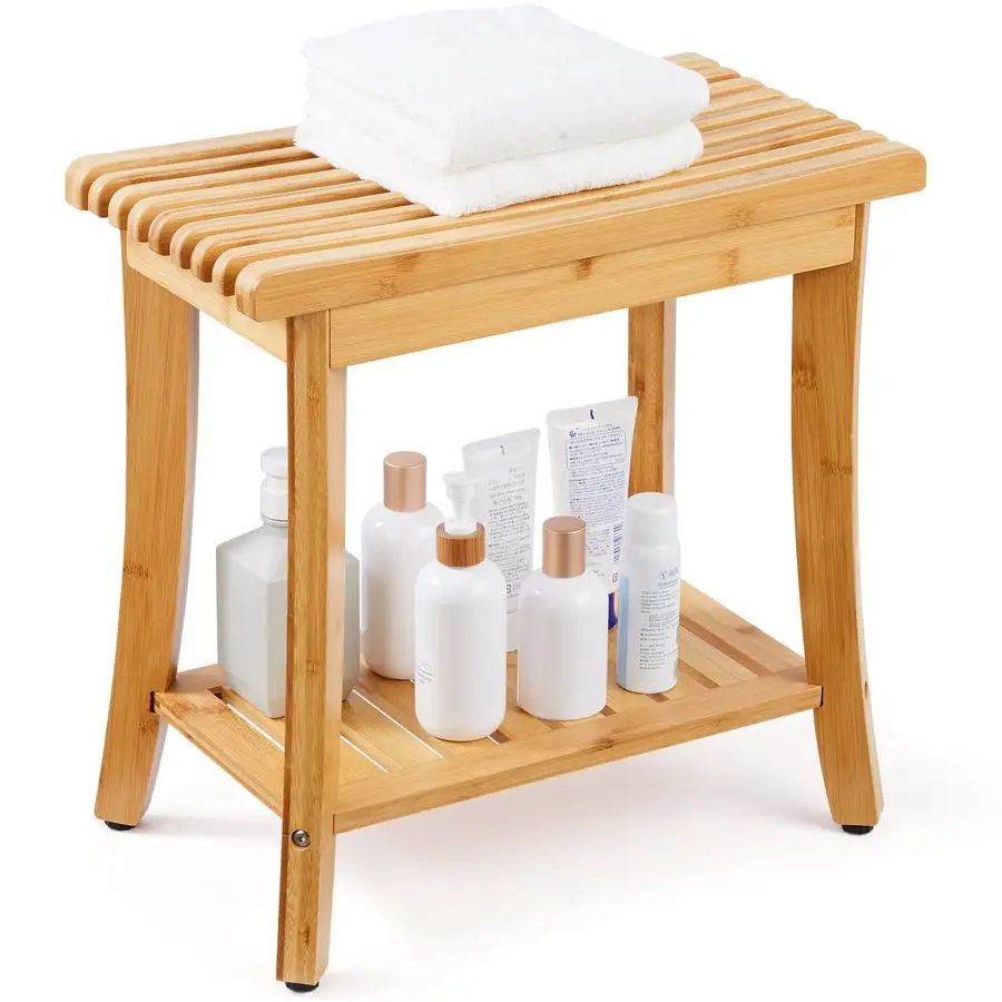 Bamboo Shower Bench, 19in Waterproof Shower Stool Chair with Storage Shelf NonSlip Foot Pads, 330lbs Load Capacity Shower Chair
Bamboo Shower Bench, 19in Waterproof Shower Stool Chair with Storage Shelf NonSlip Foot Pads, 330lbs Load Capacity Shower Chair
