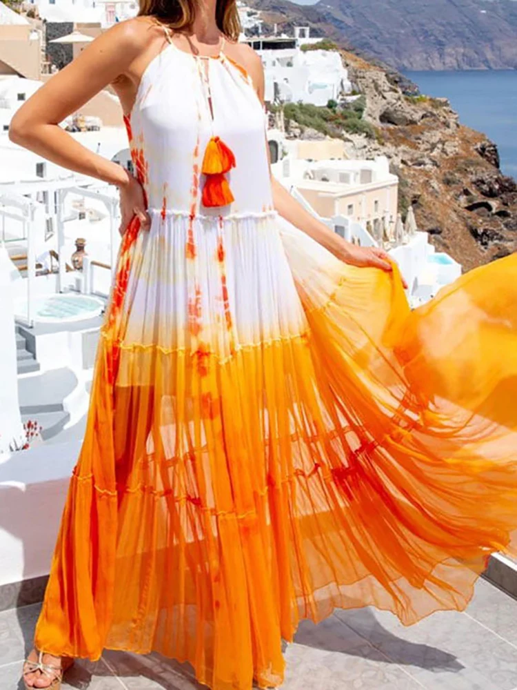 Halter Lady Patchwork Ruffles Loose Waist Dress Summer Women Party Club Print Maxi Dress Casual Off Shoulder Sleeveless Dresses
Halter Lady Patchwork Ruffles Loose Waist Dress Summer Women Party Club Print Maxi Dress Casual Off Shoulder Sleeveless Dresses