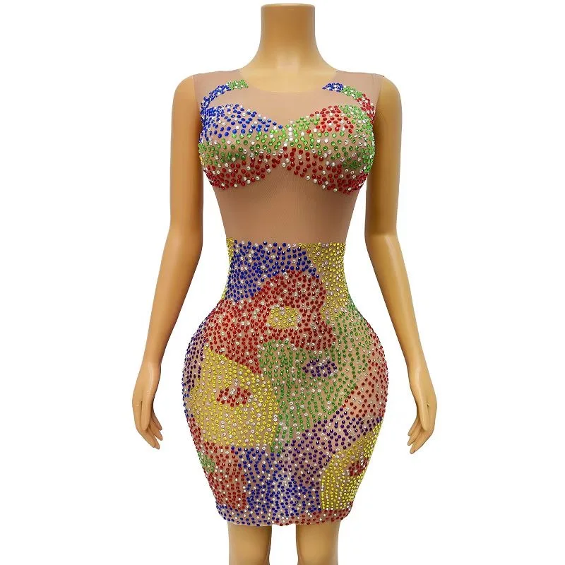 Colorful Rhinestones Transparent Crystals Sleeveless Summer Dress Dance Evening Mesh Costume Prom Party Birthday outfit binfen
Colorful Rhinestones Transparent Crystals Sleeveless Summer Dress Dance Evening Mesh Costume Prom Party Birthday outfit binfen