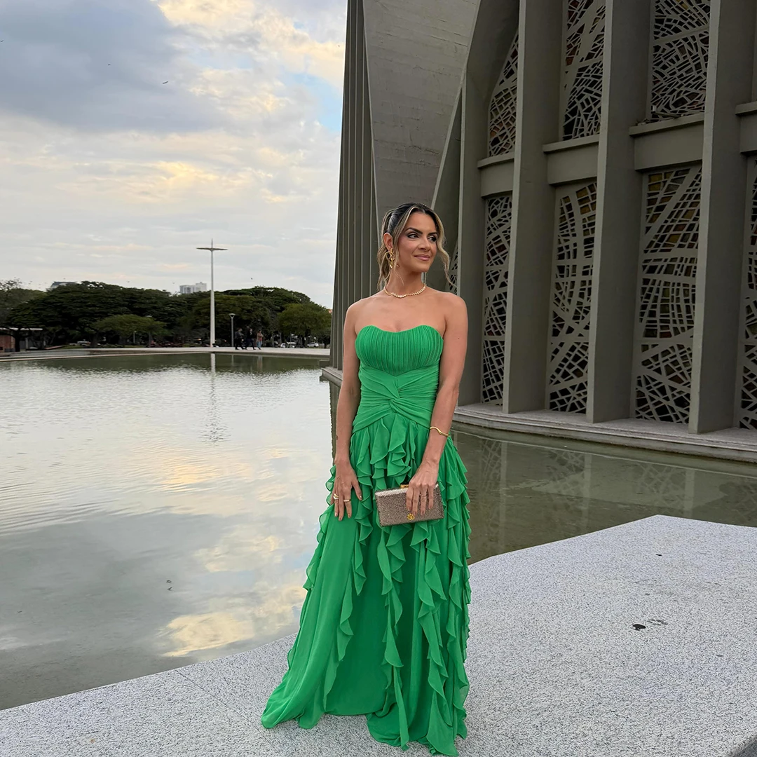 Trendy Emerald Green Chiffon Evening Dress Women Strapless Ruffle Floor Length Formal Party Gown Pleats Summer Maxi Dresses Robe
Trendy Emerald Green Chiffon Evening Dress Women Strapless Ruffle Floor Length Formal Party Gown Pleats Summer Maxi Dresses Robe