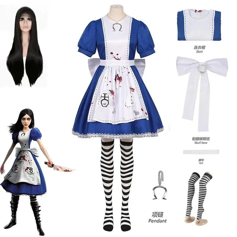 in Stock XS-XXL Alice Madness Returns Cosplay Necklace Wig Socks Game Alice Maid Dress Halloween Party Outfits for Women
in Stock XS-XXL Alice Madness Returns Cosplay Necklace Wig Socks Game Alice Maid Dress Halloween Party Outfits for Women