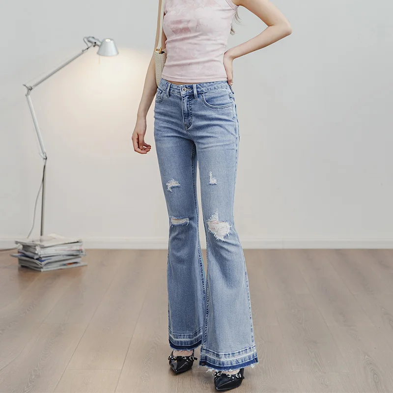 Женские рваные джинсы-клеш Maden, винтажные облегающие брюки светло-голубого цвета, уличная одежда 9 унций, расклешенные джинсы, размеры S, M, L, XL
Женские рваные джинсы-клеш Maden, винтажные облегающие брюки светло-голубого цвета, уличная одежда 9 унций, расклешенные джинсы, размеры S, M, L, XL