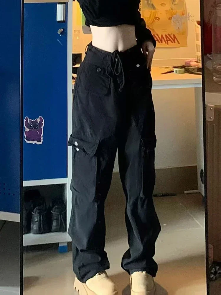 Y2K Black High Waist Cargo Jeans Women American Hip Hop Streetwear Wide Leg Pants Bf Loose Drawstring All-Match Denim Trousers
Y2K Black High Waist Cargo Jeans Women American Hip Hop Streetwear Wide Leg Pants Bf Loose Drawstring All-Match Denim Trousers