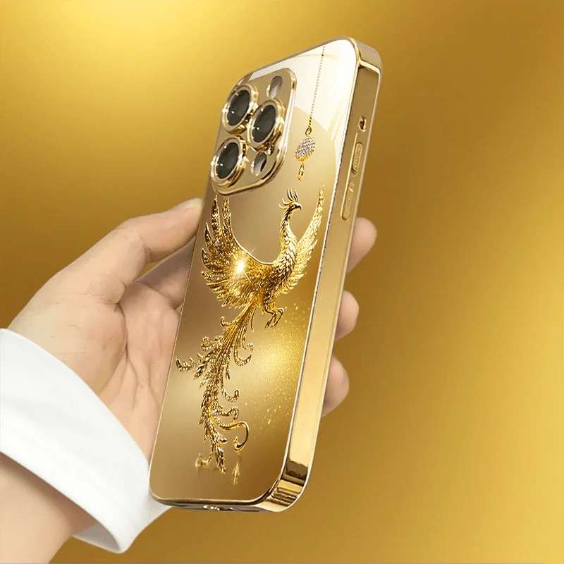 Diamond Gold Phoenix Glass Phone Case Suitable for iPhone 17 16 15 14 13 12 11 Pro/Max/Plus Anti Drop and Anti Shock Back Cover
Diamond Gold Phoenix Glass Phone Case Suitable for iPhone 17 16 15 14 13 12 11 Pro/Max/Plus Anti Drop and Anti Shock Back Cover