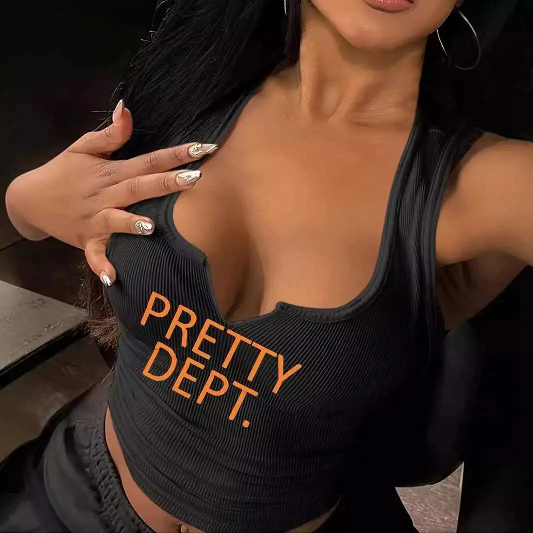 Women Tank Top Square Neck Letters Printed Letter Vest Pit Stripe Letter Printed Fashionable Women's Vest
Women Tank Top Square Neck Letters Printed Letter Vest Pit Stripe Letter Printed Fashionable Women's Vest
