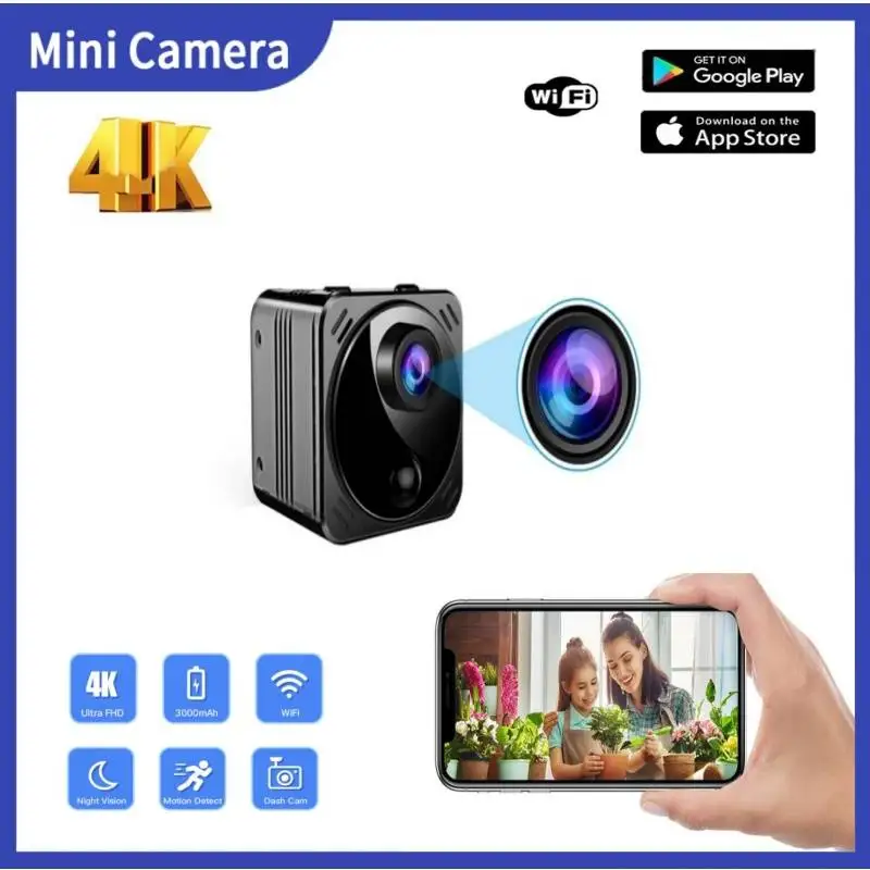 4K мини-камера высокого разрешения, беспроводной пульт дистанционного управления Wi-Fi, ночное видение, сигнализация, защита безопасности, Камера мониторинга умного дома
4K мини-камера высокого разрешения, беспроводной пульт дистанционного управления Wi-Fi, ночное видение, сигнализация, защита безопасности, Камера мониторинга умного дома