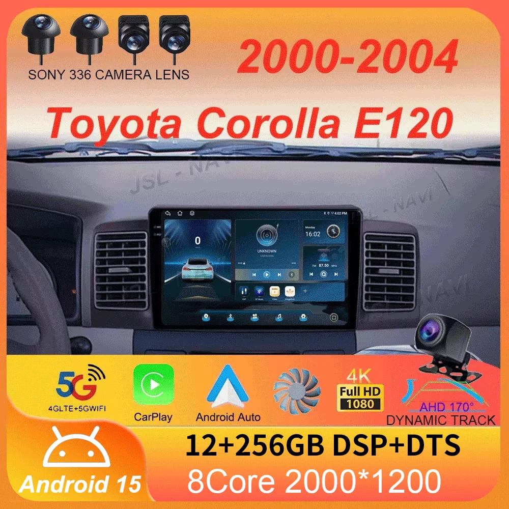 For Toyota Corolla E120 2000 - 2004 Car Radio Android 15 Carplay Multimedia navigation video DVD Autoradio Stereo 2din 4G+wifi
For Toyota Corolla E120 2000 - 2004 Car Radio Android 15 Carplay Multimedia navigation video DVD Autoradio Stereo 2din 4G+wifi