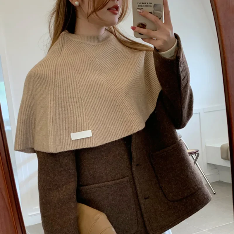 Poncho Cloak Knitted Pullover Shawl Women's Autumn and Winter Warmth Scarf Shoulder Protection Sweater Khaki
Poncho Cloak Knitted Pullover Shawl Women's Autumn and Winter Warmth Scarf Shoulder Protection Sweater Khaki