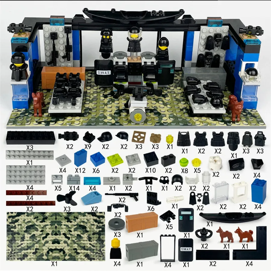 Military diving equipment base building blocks Set SWAT equipment canoe accessories storeroom bricks block boy toys
Military diving equipment base building blocks Set SWAT equipment canoe accessories storeroom bricks block boy toys