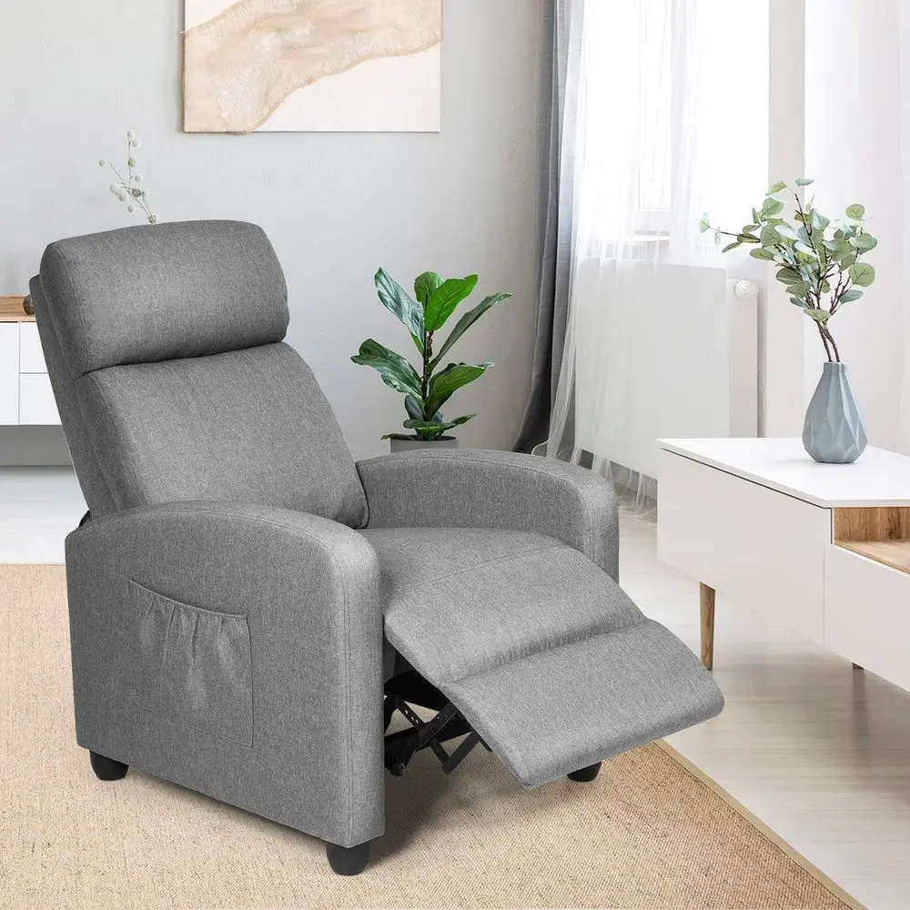 Reclining Armchair, holstered Padded Single Sofa with Adjustable Leg Rest and Side Storage Pocket, Home Theater Recliner Loun
Reclining Armchair, holstered Padded Single Sofa with Adjustable Leg Rest and Side Storage Pocket, Home Theater Recliner Loun