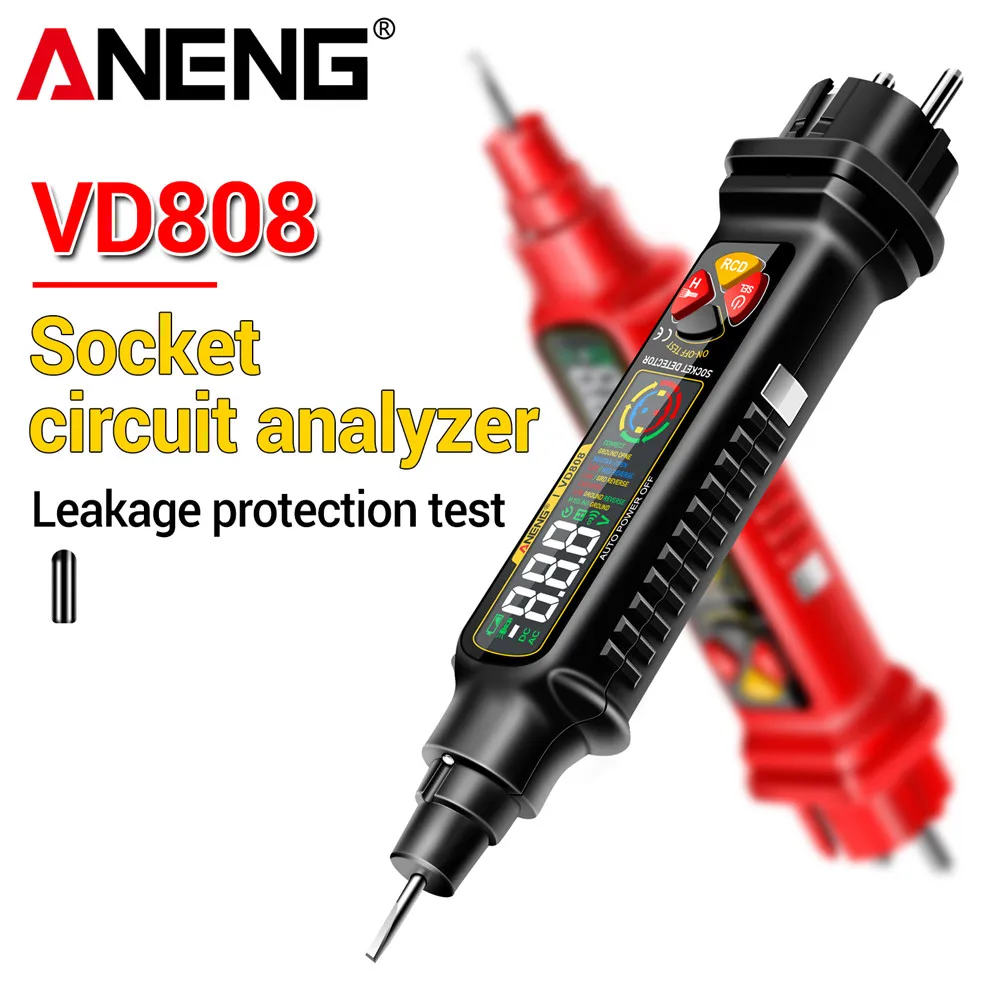 ANENG VD808 US/EU Plug Socket Power Tester Line Detection AC/DC Voltage Measuremen Polarity Leakage NCV Voltage Sensing Tester
ANENG VD808 US/EU Plug Socket Power Tester Line Detection AC/DC Voltage Measuremen Polarity Leakage NCV Voltage Sensing Tester