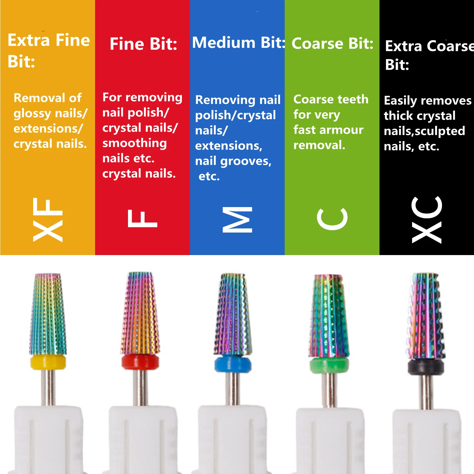 Colorful Tungsten Drill Bit Nails 3/32" (2.35MM) Multi-function Nail Cutters Tapered Shape Straight Cut All for Manicure
Colorful Tungsten Drill Bit Nails 3/32" (2.35MM) Multi-function Nail Cutters Tapered Shape Straight Cut All for Manicure