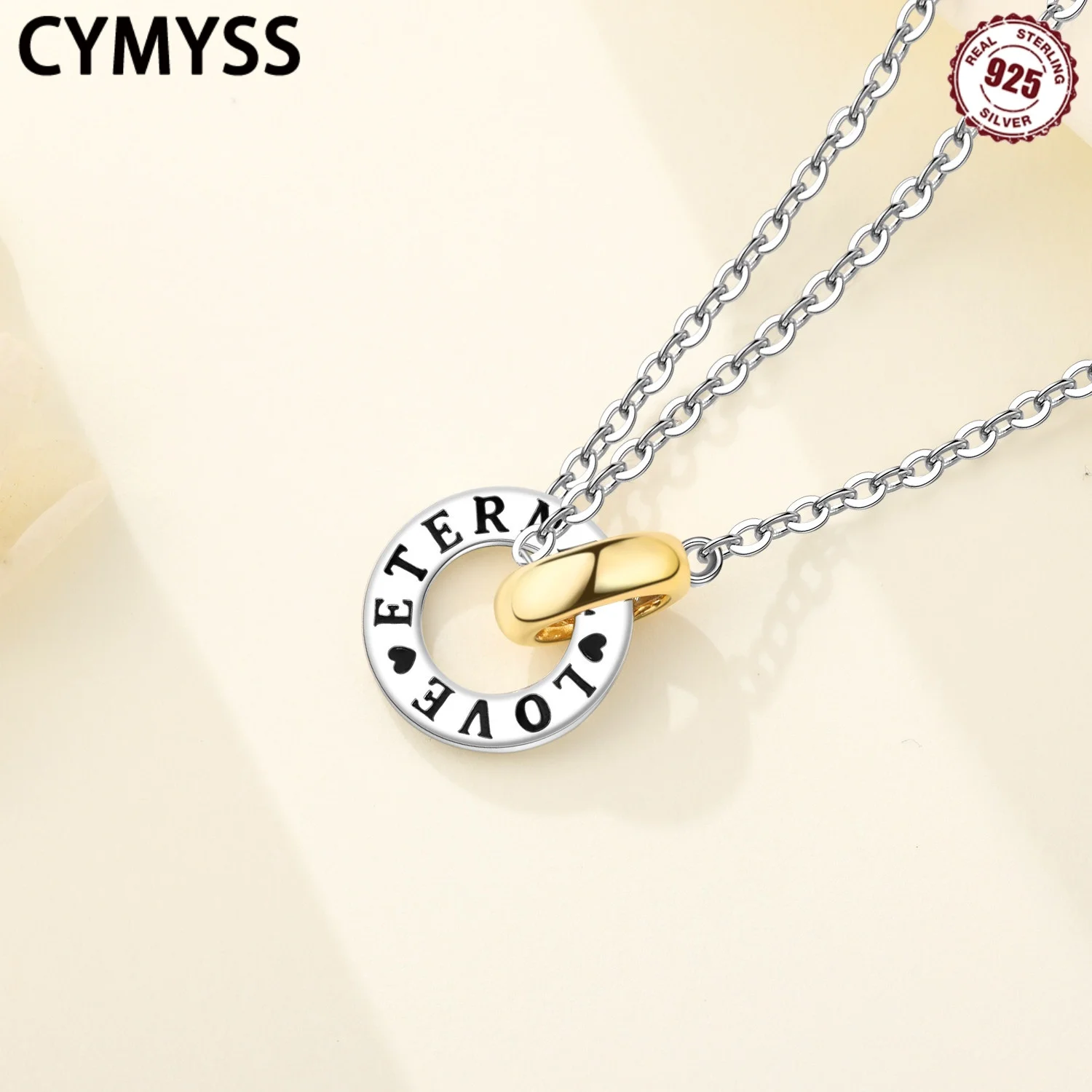 CYMYSS 925 Sterling Silver Eternal Love Double Ring Necklace Design Jewelry Wedding Holiday Gift Women Necklace Zircon Necklace
CYMYSS 925 Sterling Silver Eternal Love Double Ring Necklace Design Jewelry Wedding Holiday Gift Women Necklace Zircon Necklace
