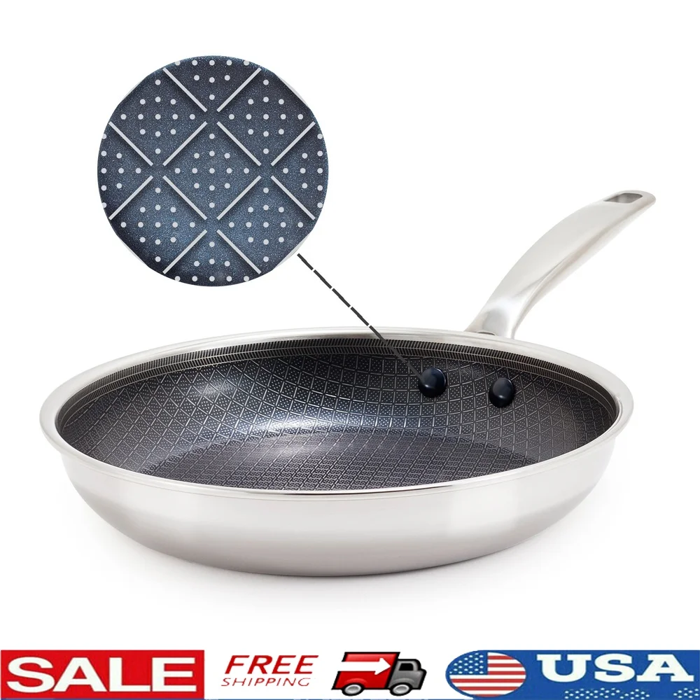 9.5 Inch Hybrid Ceramic Nonstick Frypan Stainless Steel Heavy Duty Scratch Resistant Dishwasher Safe Oven Safe Cooking Pan
9.5 Inch Hybrid Ceramic Nonstick Frypan Stainless Steel Heavy Duty Scratch Resistant Dishwasher Safe Oven Safe Cooking Pan