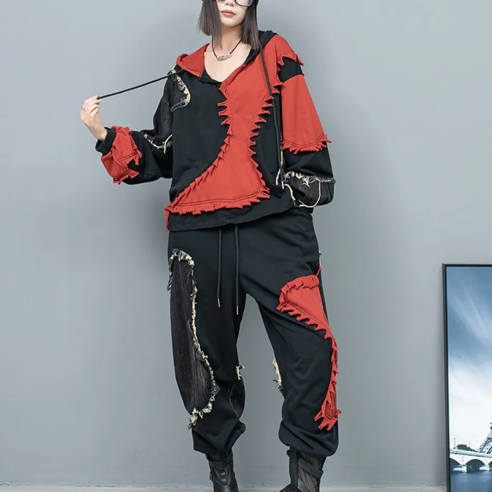 Trendy Cool Personalized Design Patchwork Contrasting Colors Thin Long Sleeved Hoodie + Harem Pants Two-piece Set Women LX836
Trendy Cool Personalized Design Patchwork Contrasting Colors Thin Long Sleeved Hoodie + Harem Pants Two-piece Set Women LX836