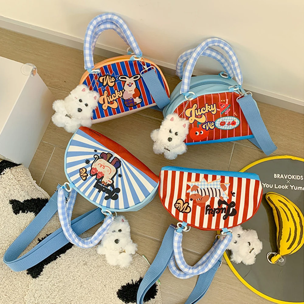 Kawaii Children's Stripped Handbag Cartoon Animals Rabbit Semi-circle Shape Bag Korean Style Multicolor Crossbody Shoulder Bag
Kawaii Children's Stripped Handbag Cartoon Animals Rabbit Semi-circle Shape Bag Korean Style Multicolor Crossbody Shoulder Bag