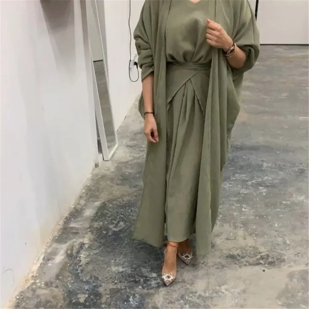 Eid Muslim Women Matching Set Open Kimono Abaya Maxi Dress Wrap Skirt Islamic Clothing Ramadan Dubai Robe Turkey Kaftan Caftan
Eid Muslim Women Matching Set Open Kimono Abaya Maxi Dress Wrap Skirt Islamic Clothing Ramadan Dubai Robe Turkey Kaftan Caftan