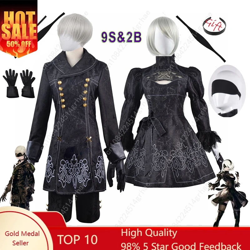 Anime Nier Automata Cosplay 9S Yorha 2B Cosplay Suit Male Women Outfit Wig Disguise Costume Plus Size Fancy Party Black Dress
Anime Nier Automata Cosplay 9S Yorha 2B Cosplay Suit Male Women Outfit Wig Disguise Costume Plus Size Fancy Party Black Dress