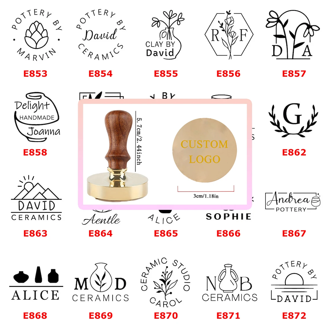 Logo Personalized Clay Stamp for Pottery Custom Text Brass Head Personalized Design Ceramic Stamp for Polymer Clay Diy Gifts
Logo Personalized Clay Stamp for Pottery Custom Text Brass Head Personalized Design Ceramic Stamp for Polymer Clay Diy Gifts